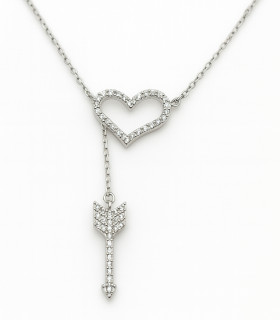 Flechazo – Collar de Plata con Corazón y Flecha Brillante