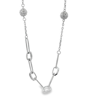 Vínculo Luminoso – Collar de Plata con Eslabones y Detalles Brillantes
