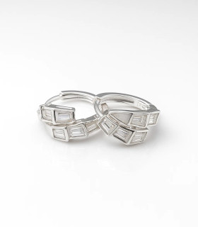 Arracadas Geométricas – Plata 925 con Circonias Corte Baguette