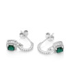Esmeralda Moderna – Aretes de Plata con Piedra Verde y Circonias