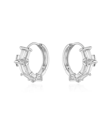 Corona de Luz – Arracadas de Plata con Zirconias Corte Baguette y Marquesa