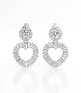 Corazón Radiante – Aretes de Plata con Zirconias Baguette