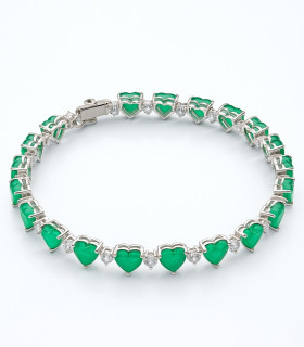 Corazones de Jade – Pulsera con Circonias Verdes en Forma de Corazón