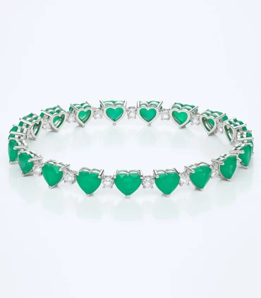 Corazones de Jade – Pulsera con Circonias Verdes en Forma de Corazón