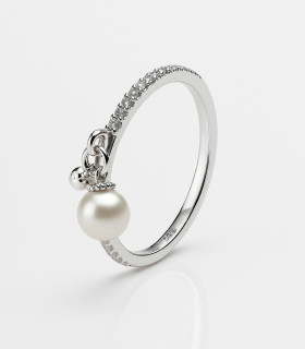 Perla Viva – Anillo de Plata con Detalle Colgante y Circonias