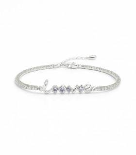 Brillo de Amor – Pulsera de Plata con Texto y Circonias