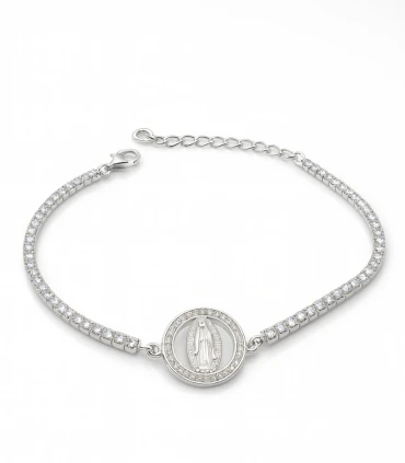 Fe Radiante – Pulsera de Plata con Virgen y Circonias