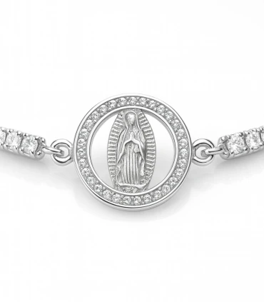 Fe Radiante – Pulsera de Plata con Virgen y Circonias