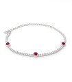 Rubí Brillante – Pulsera de Plata con Circonias y Detalles Rojos