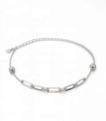 Vínculo Luminoso – Collar de Plata con Eslabones y Detalles Brillantes