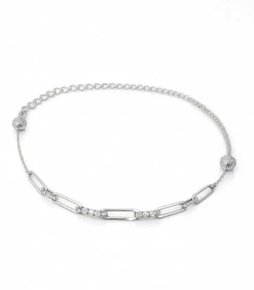 Vínculo Luminoso – Collar de Plata con Eslabones y Detalles Brillantes