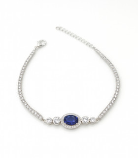 Cielo Nocturno – Pulsera de Plata con Zafiro Azul y Circonias