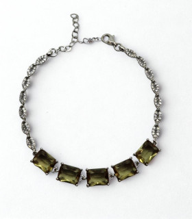 Esencia Oliva – Pulsera de Plata con Gemas Verdes y Circonias